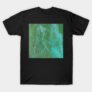 Blue and Green Color Abstract Painting T-Shirt